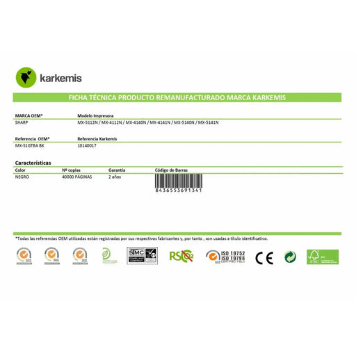 Oригинален тонер Karkemis MX-51GTBA Черен