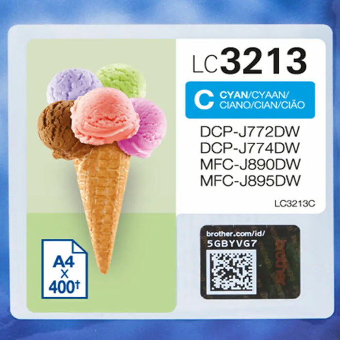 Оригиална касета за мастило Brother LC 3213C Синьо зелен