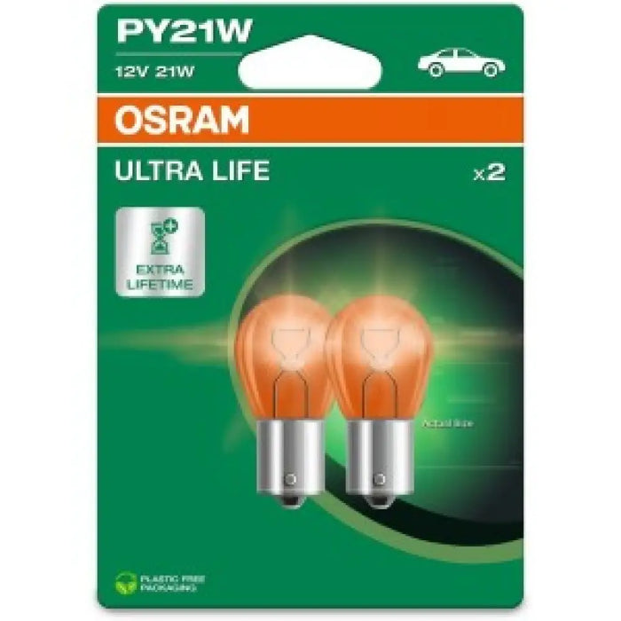 OSRAM AMBER ULTRA LIFE PY21W 21W 12V CARTON BLISTER X2 PCS