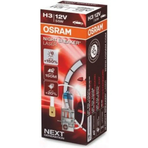 OSRAM NIGHT BREAKER LASER +150% H3 55W 12V CARTON BOX 1 PCS