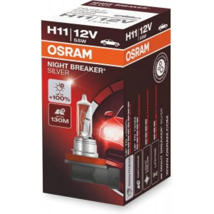 OSRAM NIGHT BREAKER SILVER H11 3200K 55W 12V CARTON BOX 1