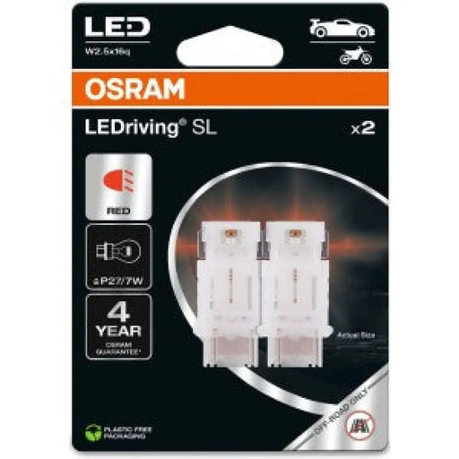 OSRAM RED P27/7W LED 1,7W 12V CARTON BLISTER X2 PCS