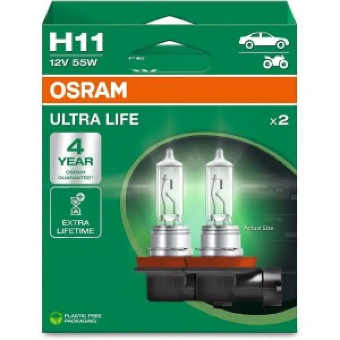 OSRAM ULTRA LIFE H11 3200K 55W 12V HANGING FOLDING BOX X2