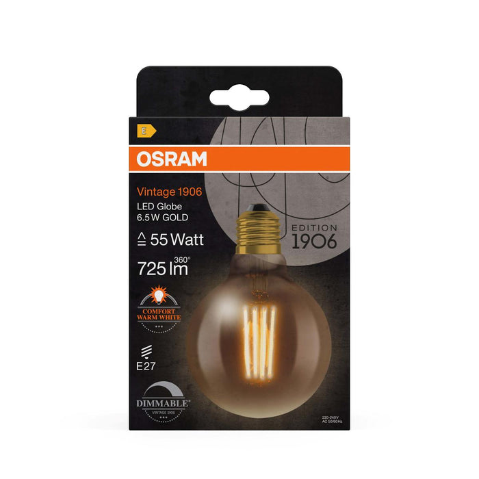 LED ЛАМПА VINTAGE GLOBE95 GOLD55 DIM E27