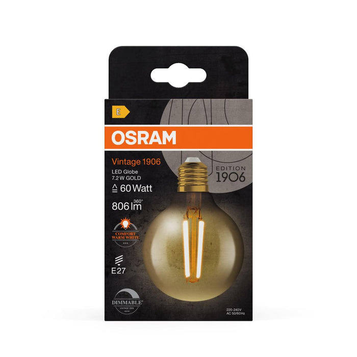 LED ЛАМПА VINTAGE GLOBE80 GOLD60 DIM E27