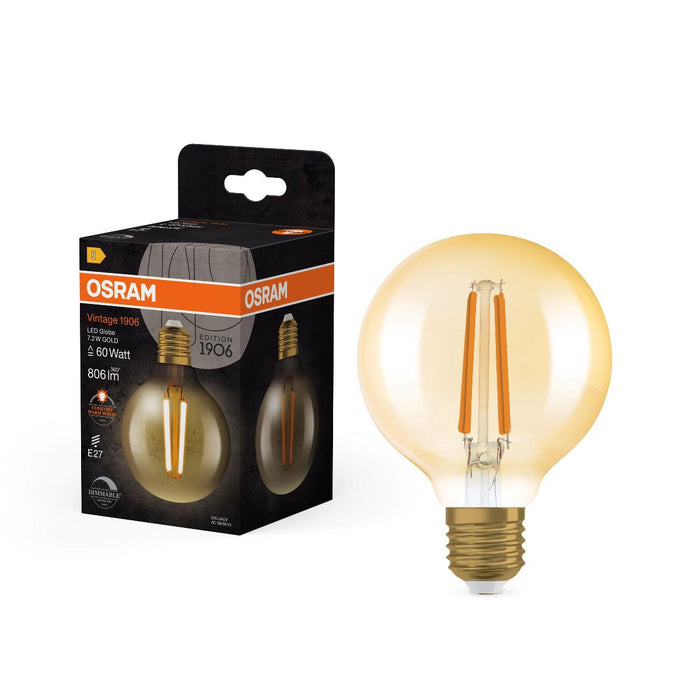 LED ЛАМПА VINTAGE GLOBE80 GOLD60 DIM E27