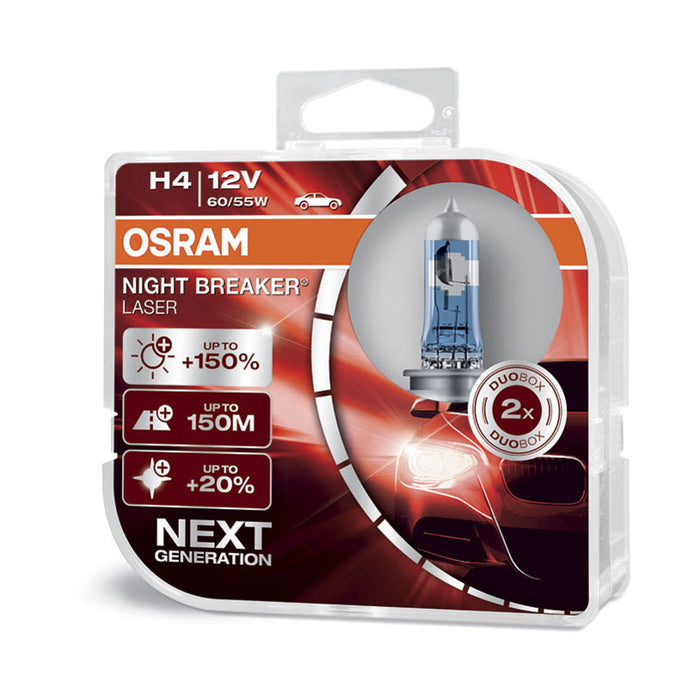 АВТО КРУШКА NIGHT BREAKER H4 LASER +150% 60/55W 12V DUOBOX OSRAM 64193