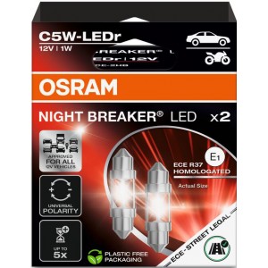 OSRAM C5W (36 MM) NIGHT BREAKER LED ECE 6000K 1W 12V Hanging Folding Box 2 PCS