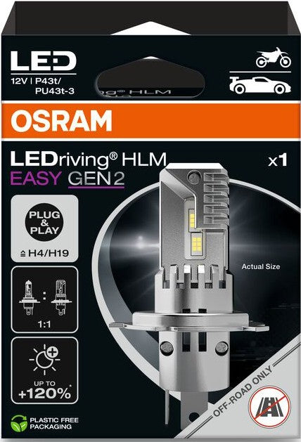 OSRAM H4/H19 LEDRIVING HLM EASY GEN 2 6000K 12V 22W HANGING FOLDING BOX 1 PCS