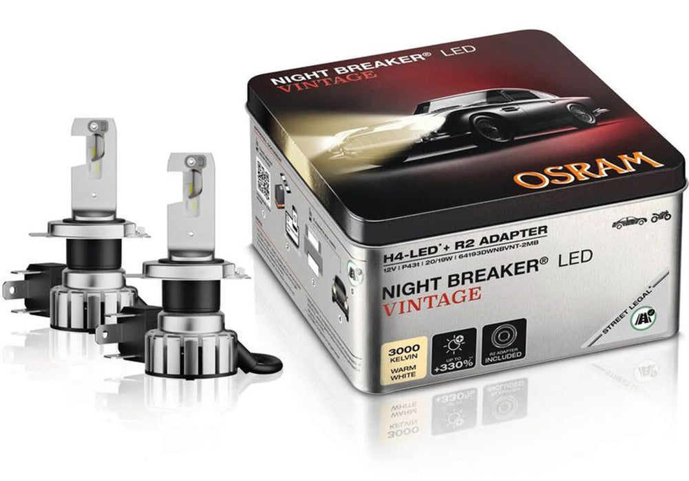 OSRAM H4/H19/R2 LEDRIVING HL VINTAGE 3000K 20W 12/24V METAL BOX X2 PCS