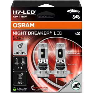 OSRAM H7-LED NIGHT BREAKER SPEED +450% 6000K 16W 12V HANGING FOLDING BOX X2 PCS