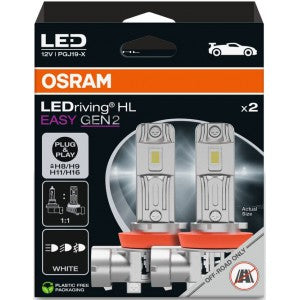 OSRAM LEDriving HL EASY GEN2 H8 H9 H11 H16 6500K 26W 12V HANGING FOLDING BOX X2 PCS