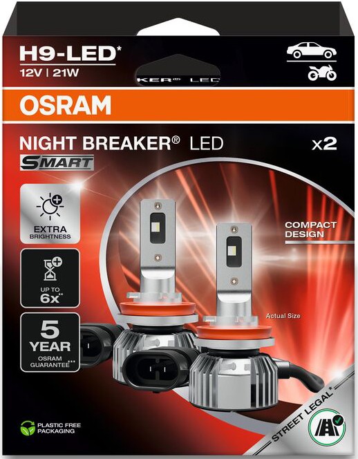 OSRAM H9 NIGHT BREAKER LED SMART 6000K 21W 12V HANGING FOLDING BOX X2 PCS