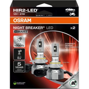 OSRAM HIR2 NIGHT BREAKER LED SMART +330% 6000K 21W 12V HANGING FOLDING BOX X2 PCS