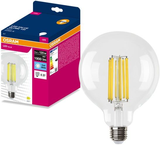 LED крушка Osram – Globe 120 Filament Clear, E27, 4000K, 1900 lm