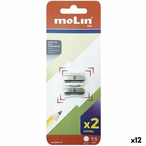 Острилка Molin Сребрист Метал 2 Части (12 броя)