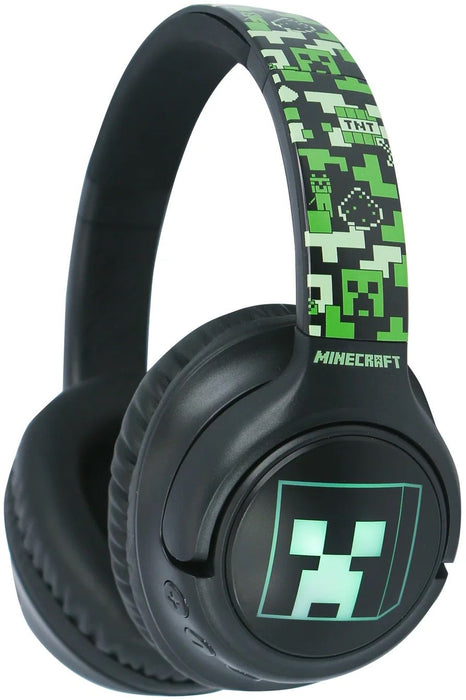 Детски слушалки с микрофон OTL Technologies - Minecraft, LED, безжични, черни