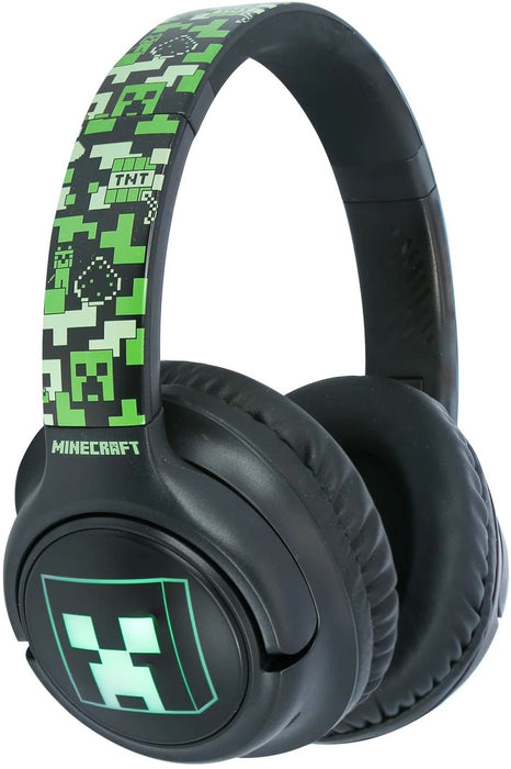 Детски слушалки с микрофон OTL Technologies - Minecraft, LED, безжични, черни