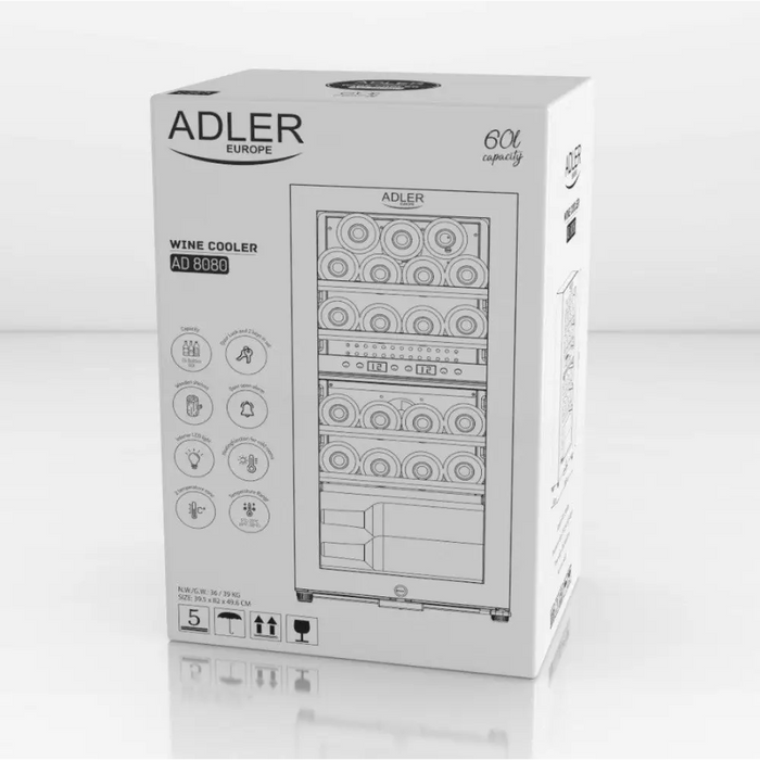 Охладител за вино Adler AD 8080 24 бутилки / 60 литра