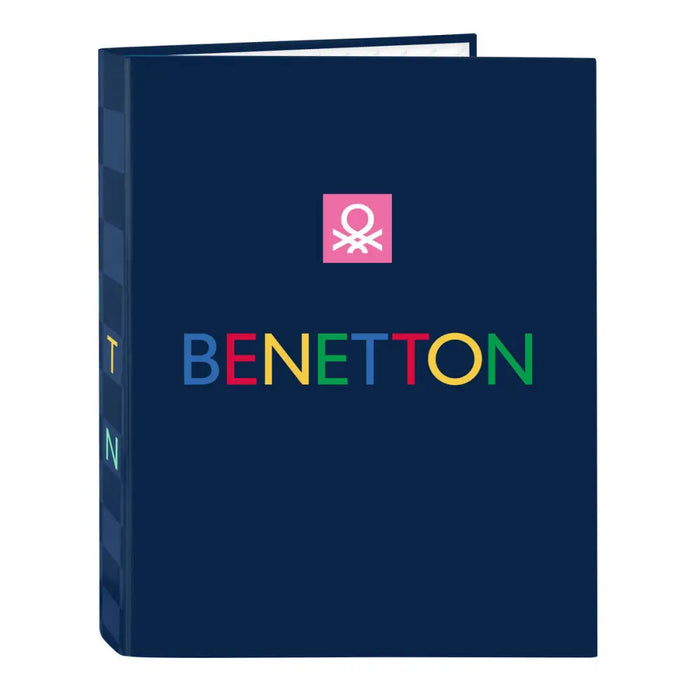 Папка с пръстени Benetton Damero Морско син A4 26.5 x 33 x
