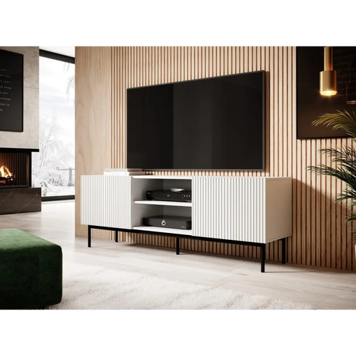 PAFOS RTV шкаф върху черна стоманена рамка 150x40x60 см бял