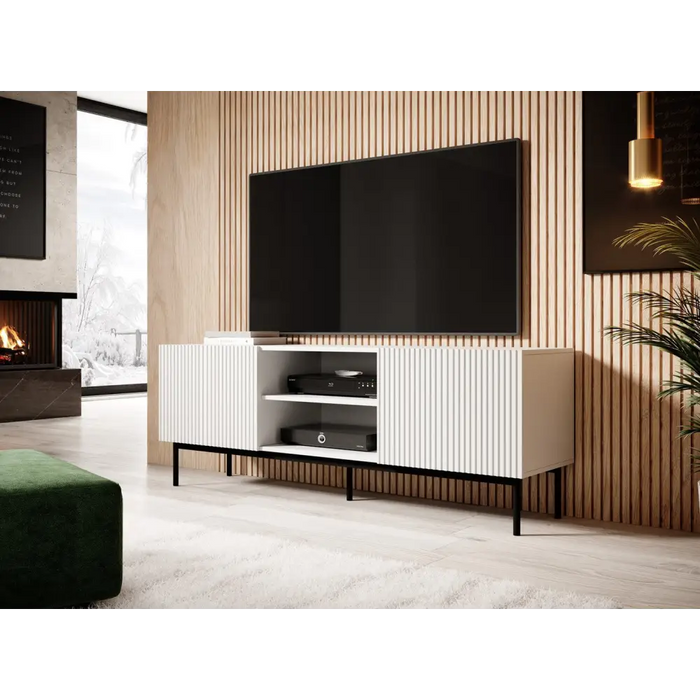 PAFOS RTV шкаф върху черна стоманена рамка 150x40x60 см бял