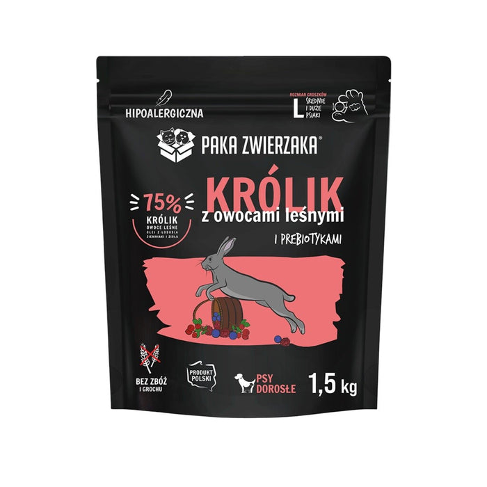 PAKA ZWIERZAKA Заек с горски плодове L – суха храна за кучета – 1.5 кг