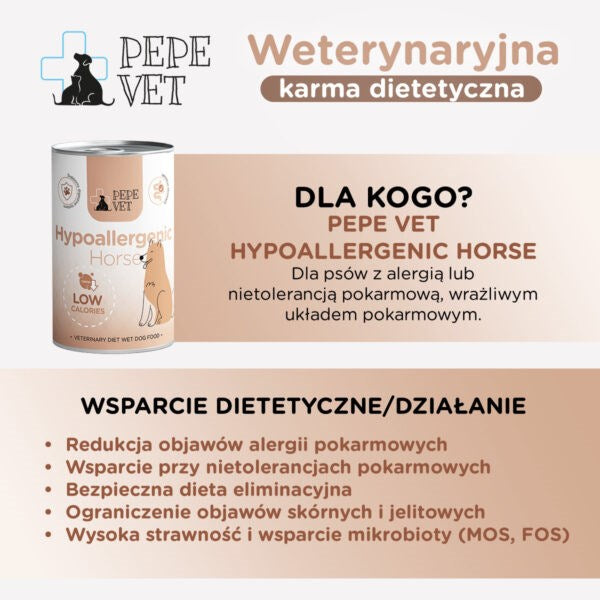 PAKA ZWIERZAKA Pepe Vet Hypoallergenic Mono Horse - мокра храна за кучета - 400g