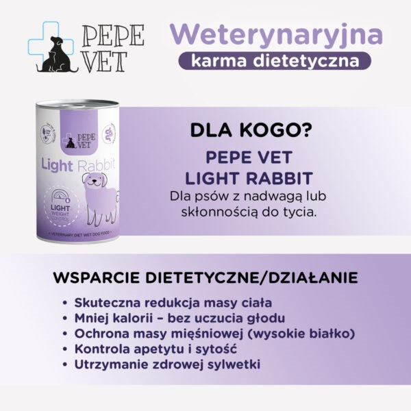 PAKA ZWIERZAKA Pepe Vet Light Mono Rabbit - мокра храна за кучета - 400гр