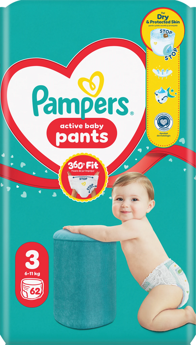 Бебешки гащички Pants 360 - размер 3 (6-11 кг), 62 бр