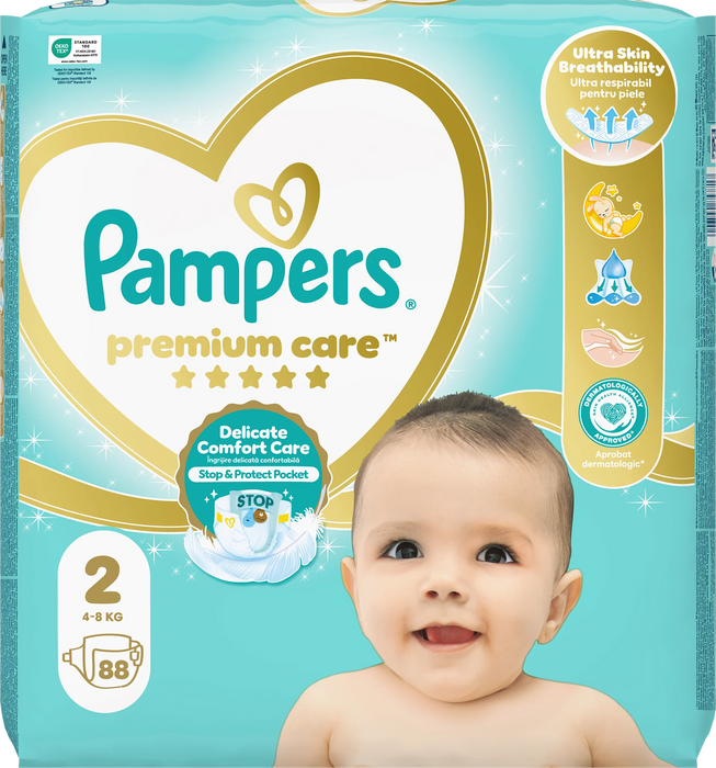 Пелени Premium Care, размер 2 (4-8 kg), 88 бр