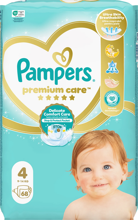 Пелени Premium Care, размер 4 (9-14 kg), 68 бр
