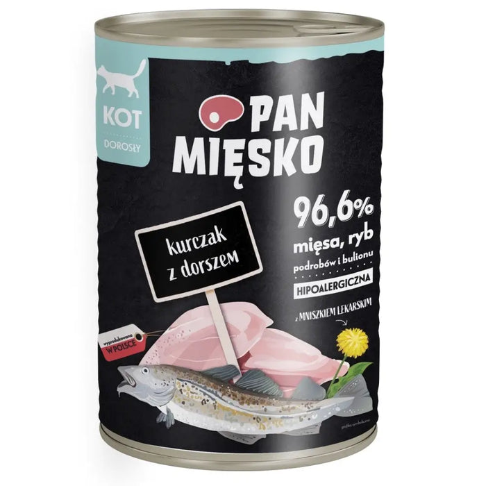 PAN MIĘSKO Пиле с треска - мокра котешка храна - 400гр