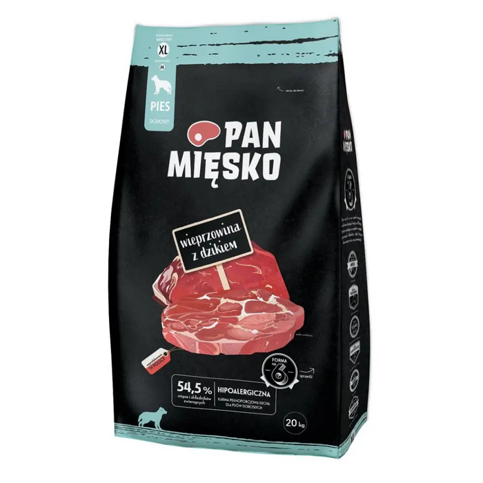 PAN MIĘSKO Свинско с диво прасе XL суха храна за кучета 20кг