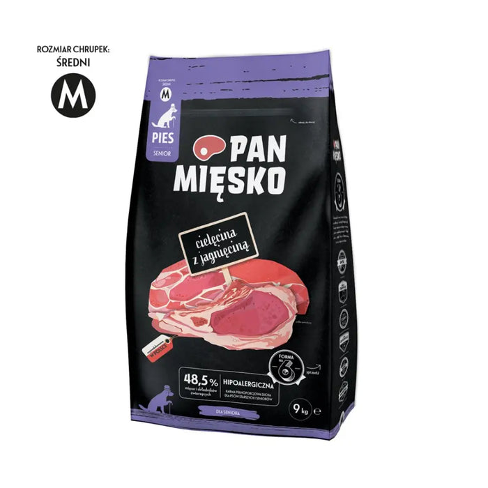 PAN MIĘSKO Телешко с агнешко Senior Crunchy M - Суха храна