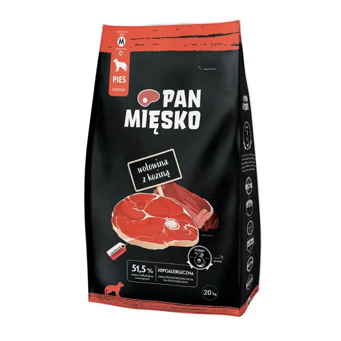 PAN MIĘSKO Телешко с козе М - суха храна за кучета - 20кг