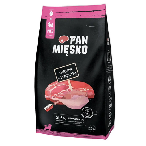 PAN MIĘSKO Телешко с пъдпъдък L puppy суха храна за кучета