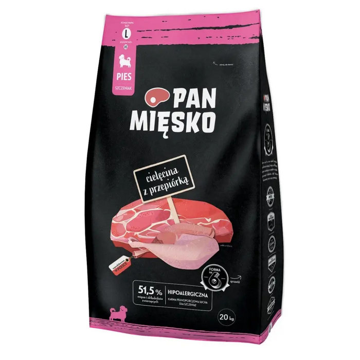 PAN MIĘSKO Телешко с пъдпъдък L puppy суха храна за кучета