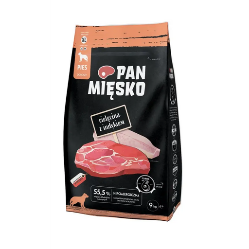 PAN MIĘSKO Телешко с пуешко XL - суха храна за кучета - 9кг