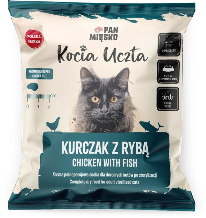 PAN MIĘSKO Kocia Uczta Пиле с риба - суха храна за котки - 50гр