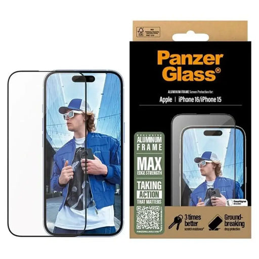 PanzerGlass Screen Protector Алуминиева рамка iPhone 16