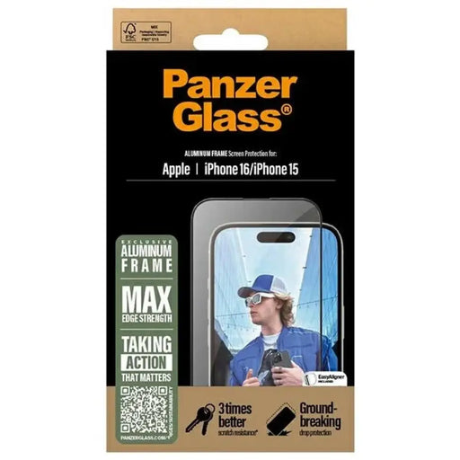 PanzerGlass Screen Protector Алуминиева рамка iPhone 16