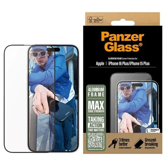 PanzerGlass Screen Protector Алуминиева рамка iPhone 16