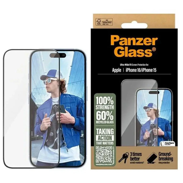 PanzerGlass Screen Protector iPhone 16 6.1’’ Ultra-Wide Fit