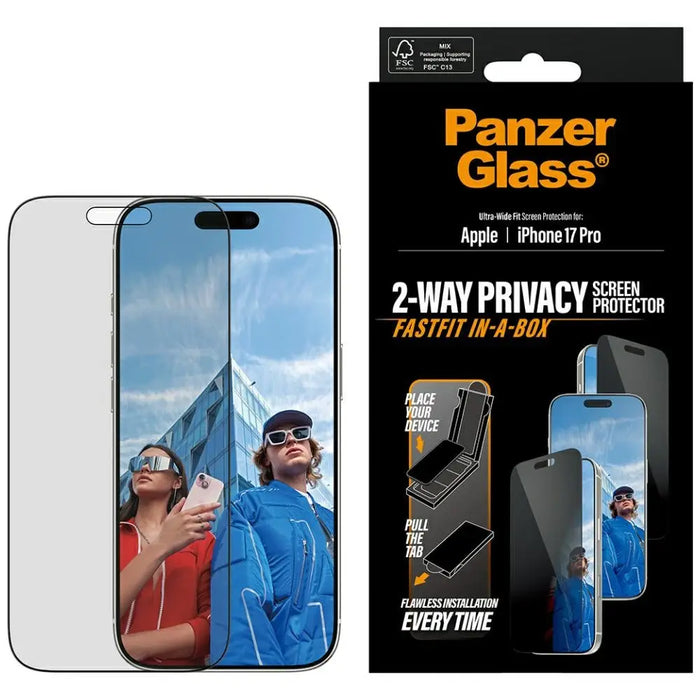 PanzerGlass Ultra-Wide Fit Fastfit Privacy Glass за iPhone