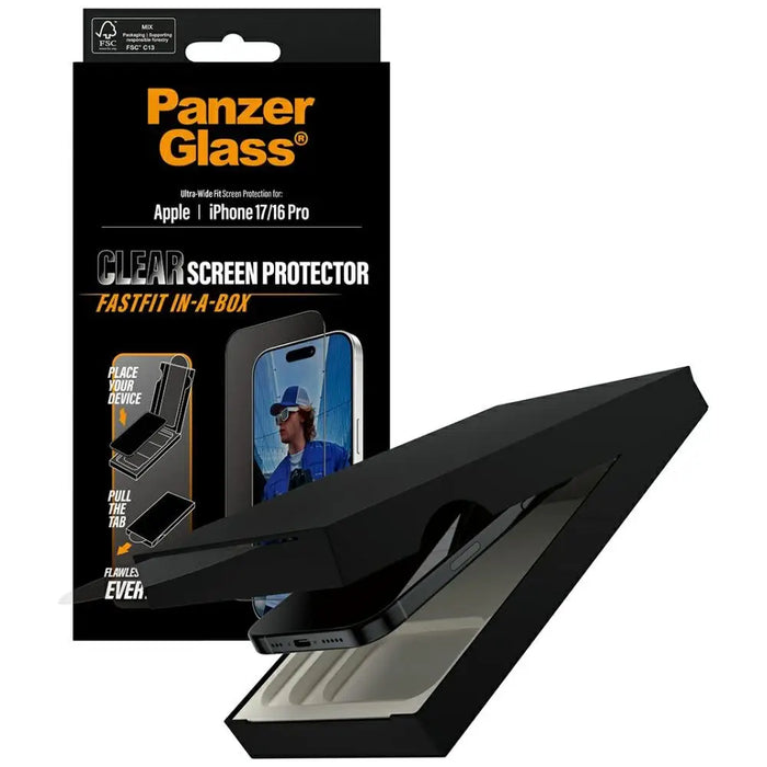 PanzerGlass Ultra-Wide Fit Fastfit Tempered Glass за iPhone