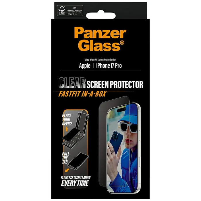 PanzerGlass Ultra-Wide Fit Fastfit Tempered Glass за iPhone