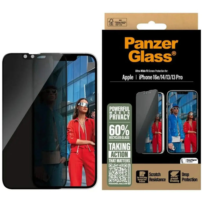 PanzerGlass Ultra-Wide Fit Privacy Glass за iPhone 16e / 14