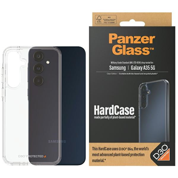 PanzerGlass HardCase с D3O® био и военен сертификат за Samsung Galaxy A35 5G - прозрачен