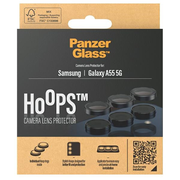 Защита на камерата PanzerGlass Hoops за Samsung Galaxy A55 5G - с черна рамка